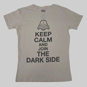 Star Wars Womens Keep Calm And Join The Dark Side Funny Off-White Shirt New M